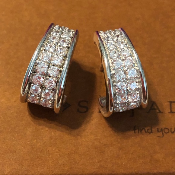 Silpada Cubic Zirconia Sterling Silver Earrings P1395 - Picture 1 of 17